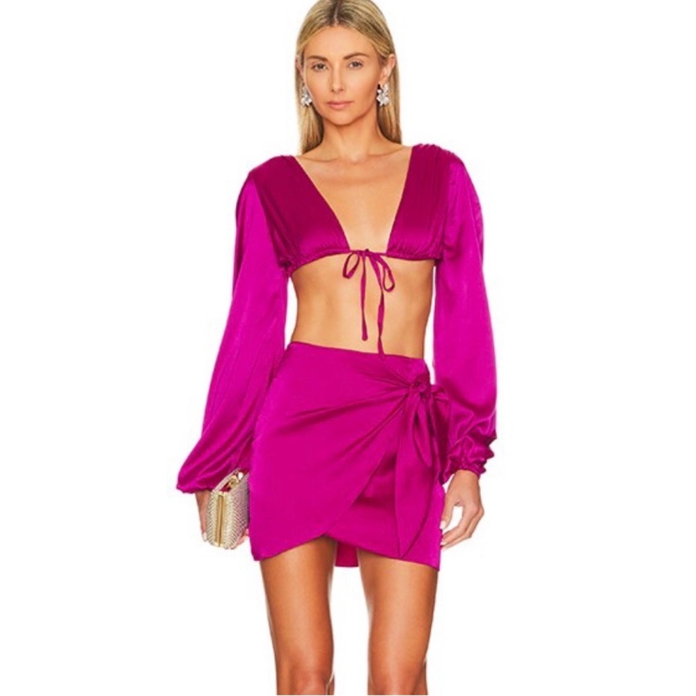 superdown Fuchsia Wrap Mini Skirt